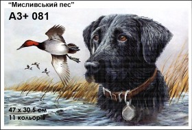Схема вышивки бисером на атласе Охотничий пес  Кольорова А3+ 081_Атлас - 115.00грн.