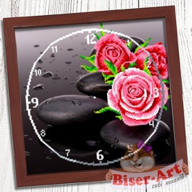 Схема вишивки бісером (нитками) на габардині Годинник Троянда Biser-Art Bis011 - 85.00грн.