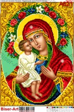 Схема вишивки бісером на габардині Жировицкая ікона Божої Матері