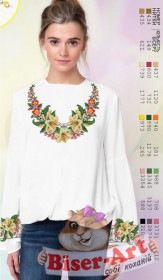 Заготовка вышиванки Женской сорочки на белом габардине Biser-Art SZ10 - 339.00грн.