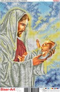 Схема вышивки бисером на габардине Ісус з немовлям