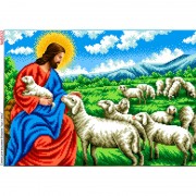 Схема вишивк бісером на габардині Ісус та вівці 