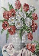 Схема вышивки бисером на габардине Букет тюльпанов