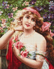 Набор для вышивки крестом Девушка с розами
