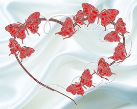 Схема для вышивки бисером на атласе Бабочки на белом (вариант 1)