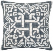 Набор для вышивки подушки крестиком Серый орнамент