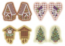 Схема для вишивання бісером на габардині Новорічні іграшки Різдво