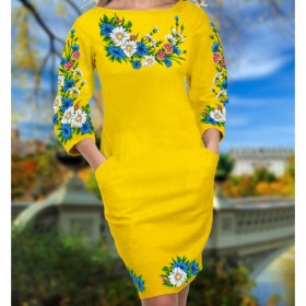 Заготовка для вишивки бісером чи нитками жіночого плаття на жовтому габардині  Biser-Art 6033 жовт габ - 424.00грн.
