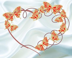 Схема для вышивки бисером на атласе Бабочки на белом 2