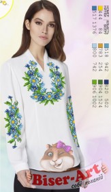 Заготовка вышиванки Женской сорочки на белом габардине Biser-Art SZ103 - 339.00грн.