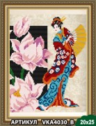 Рисунок на ткани для вышивки бисером Девушка с лотосом