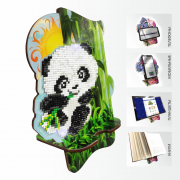 Подставка под телефон с алмазной мозаикой Панда в бамбуковой роще
