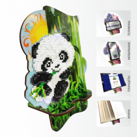 Підставка під телефон з алмазної мозаїкою Панда в бамбуковій гаю