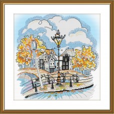 Набор для вышивки нитками на канве с фоновым изображением Осенний городок  Новая Слобода (Нова слобода) СР2296