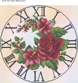 Схема для вишивання бісером на габардині Годинник Вальс Троянд