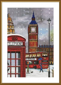 Набір для вишивки хрестиком на канвы з фоновим зображенням А в Лондоні сніжок 