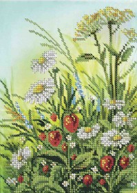 Схема для вишивання бісером на габардині Поляна квітів