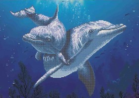 Схема вишивкі бісером на габардині Дельфіни