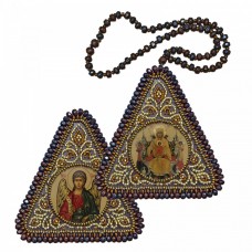 Набор для вышивания бисером двухсторонней иконы оберега Богородица "Всецарица" и Ангел Хранитель