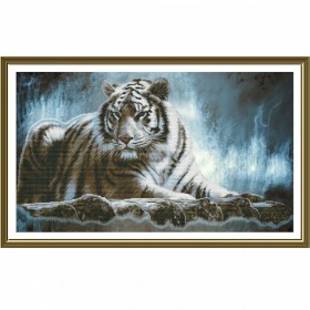Набір для вишивки нитками на канві з фоновим зображенням Амурський тигр