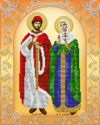 Рисунок на ткани для вышивки бисером Святые мученики Пётр и Февронья (золото)