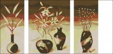 Схема вышивки бисером на габардине Триптих Цветы в вазе Эдельвейс ТС2-14