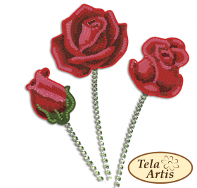 Схема вишивки бісером на велюрі Букет троянд