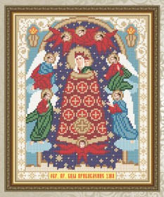Схема для вишивання бісером на габардині Образ Пресвятої Богородиці Додаток розуму