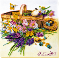 Набор-миди для вышивки бисером на натуральном художественном холсте Ранние цветочки Абрис Арт АМВ-024