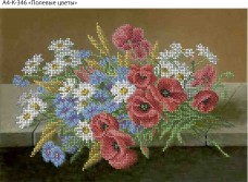 Схема для вышивки бисером на габардине Полевые цветы Acorns А4-К-346