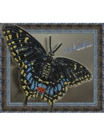Набор для вышивки бисером на прозрачной основе Бабочка Черный махаон