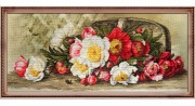 Набір для вишивки хрестом на канві з фоновим зображенням Корзина квітів