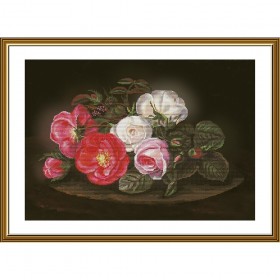 Набір для вишивки нитками на канві з фоновим зображенням Симфонія троянд