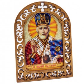 Набор для вышивки бисером на деревяной основе Николай Чудотоврец