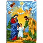 Схема вышивки бисером на габардине Святе сімейство та ангели