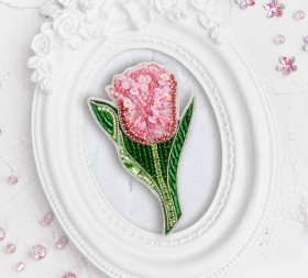 Брошка для вишивання Рожевий тюльпан