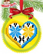 Пошита новорічна іграшка для вишивки бісером Українське серце
