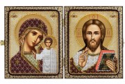 Набір для вишивки ікон бісером, в рамці-складення Христос Спаситель і Пресв. Богородиця Казанська