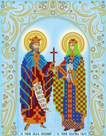 Схема вышивки бисером на атласе  Св. Равноап. Владимир и Ольга (серебро)