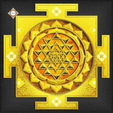 Схема вишивки бісером та декоративними елементами на атласі Золота янтра процвітання 