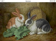 Схема для вишивання бісером на габардині Кролики