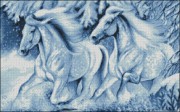 Схема вышивки бисером на габардине Зимові коні