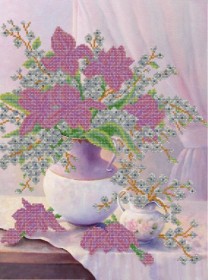 Схема вишивки бісером на атласі Ніжні квіти