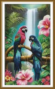 Набір для вишивки хрестиком на канвы з фоновим зображенням Барвисті папуги 