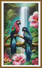 Набор для вышивки крестиком на канве с фоновым изображением Красочные попугаи  Новая Слобода (Нова слобода) СР6266
