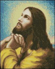 Схема вышивки бисером на габардине Молитва Иисуса Эдельвейс С-42