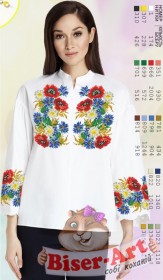Заготовка вышиванки Женской сорочки на белом габардине Biser-Art SZ107 - 339.00грн.