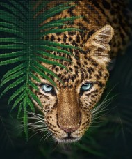 Схема вишивки бісером на атласі Ягуар в джунглях