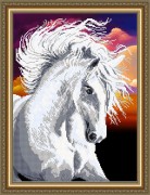 Схема вышивки бисером габардине Белая лошадь