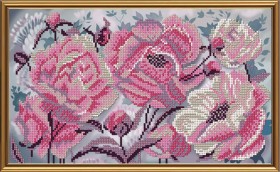 Схема для вышивки бисером на атласе Розовые пионы